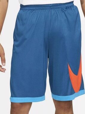 Nike Blue Athletic Shorts with Orange Swoosh 3x